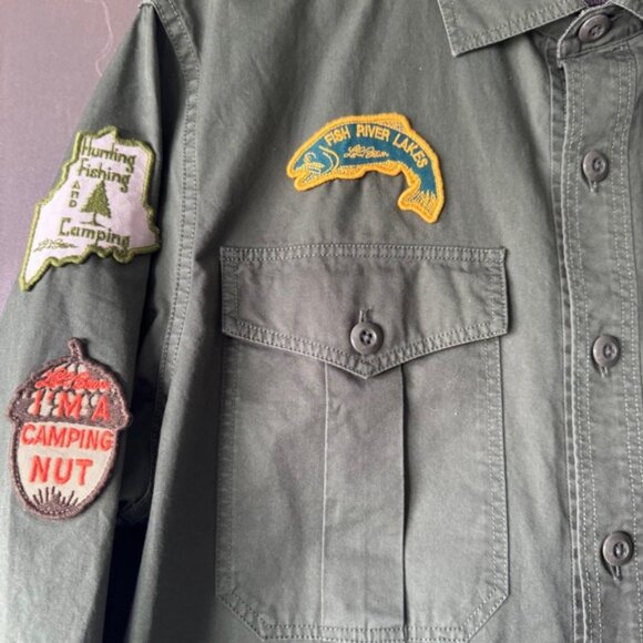 LL Bean Todd Snyder Mens Green Patchwork Camping Fishing Outdoor Shirt Jacket - Picture 3 of 11